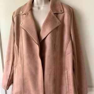 Chico's Faux Suede Elongated Moto Jacket desert tan